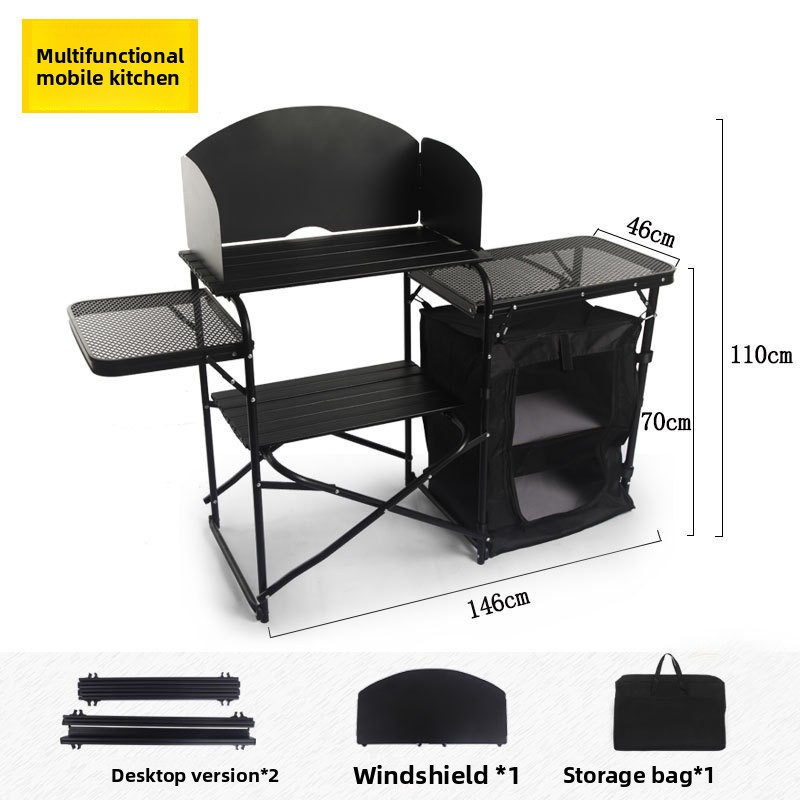 Outdoor Camping Table With Storage - Multifunktionaler Outdoor-Mobilküchen-Camping-Klapptisch Aluminium-Aufbewahrungsschrank Campingtisch Faltbarer Outdoor-Tisch