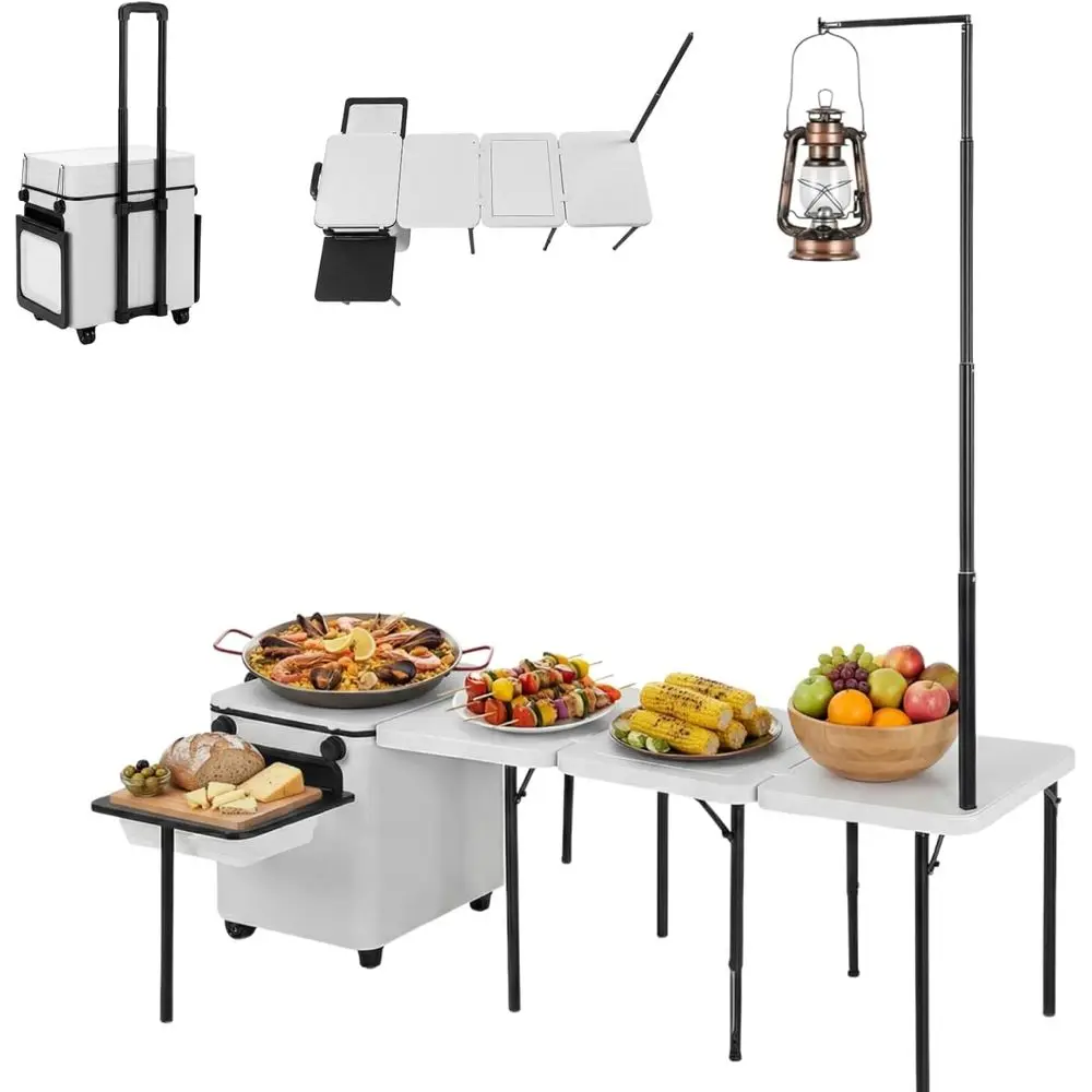 Outdoor Camping Table With Storage - Tragbarer Klappbarer Outdoor-Küchentisch mit Stauraum und