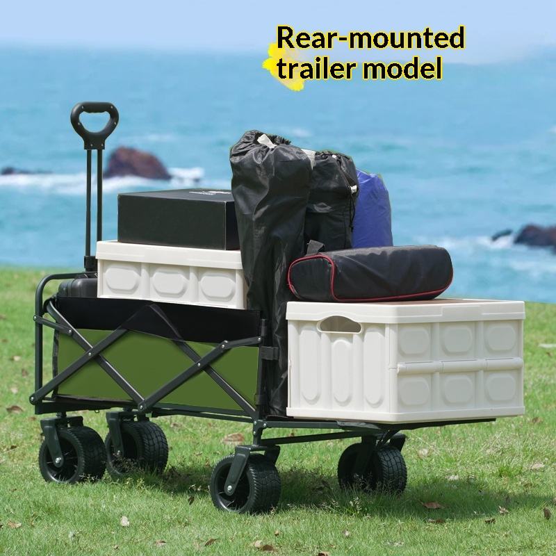 Outdoor Camping Table With Storage - Fabrikverkauf: Faltbarer 4-Rad-Plattformwagen für Camping und