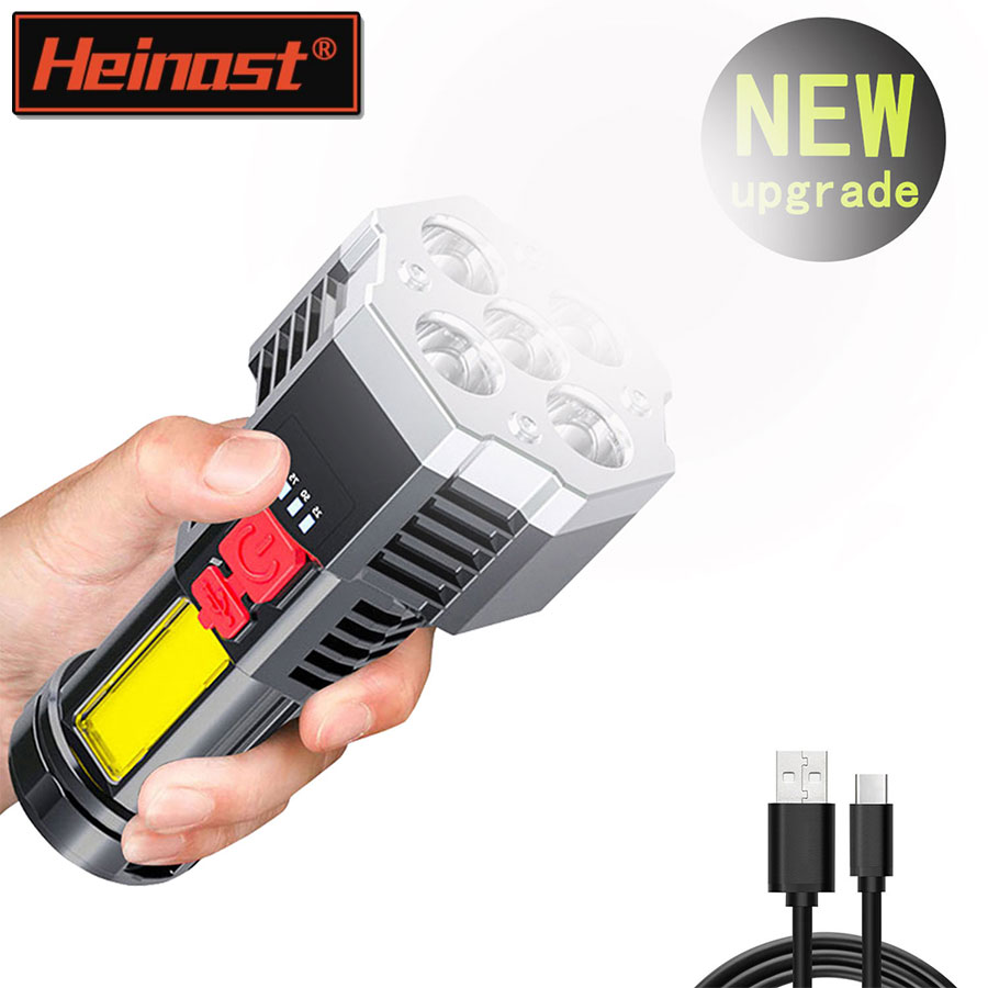 Outdoor Camping Adventures - 5 LED-Hochleistungs-LED-Taschenlampen, wiederaufladbarer Camping-Scheinwerfer mit Seitenlicht,