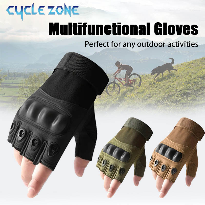Outdoor Camping Zone - Halb-/Vollfinger-Fahrradhandschuhe mit hartem Knöchelschutz, rutschfest, atmungsaktiv,