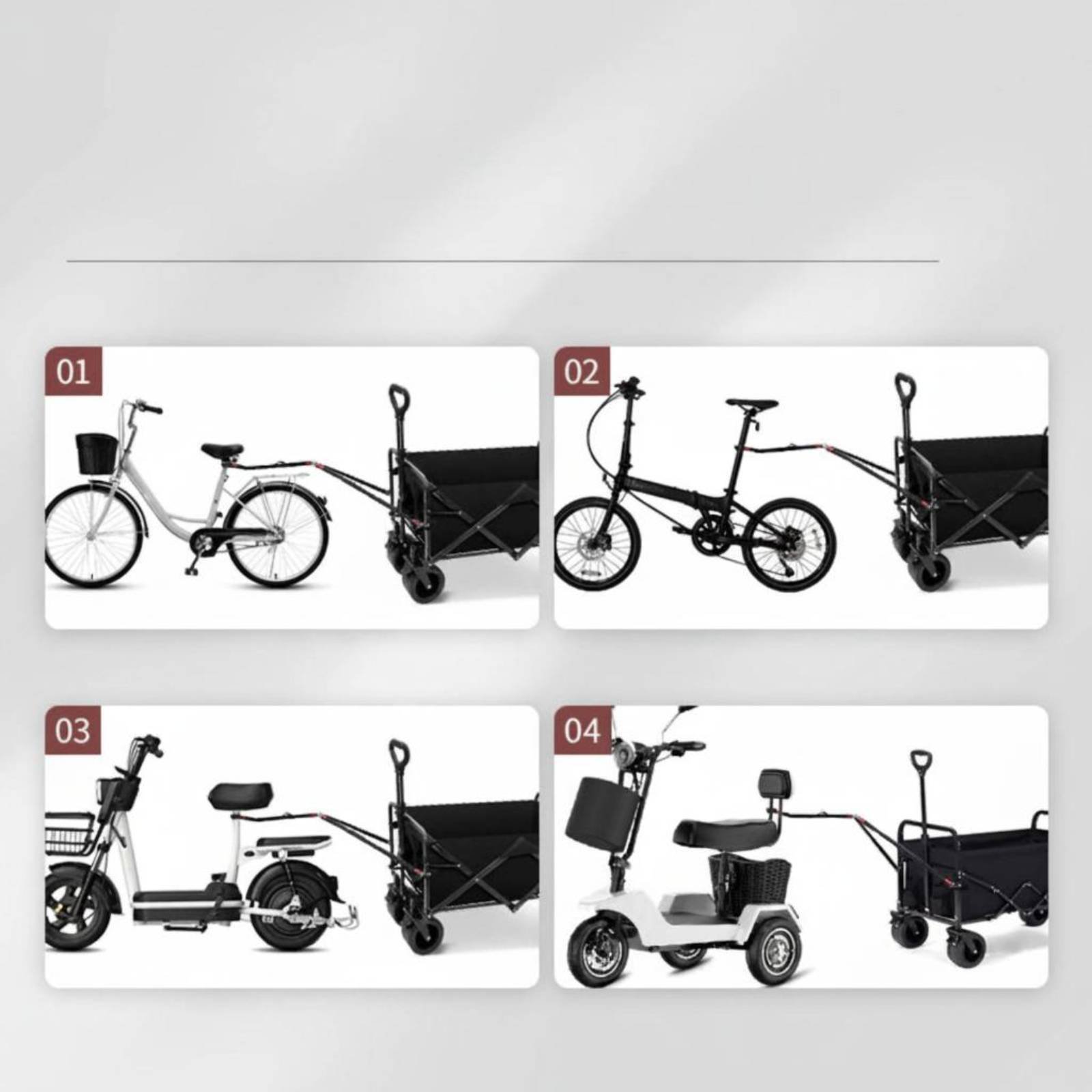 Outdoor Camping Vehicle Wagon - Camping-Fahrzeug-Verbindungsstange, leichter Fahrradtransportwagen, Zugstange, Outdoor-Ausrüstung, vielseitig