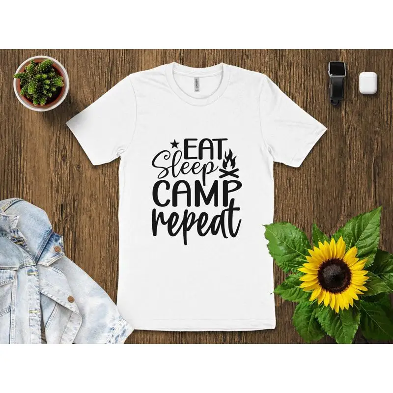 Outdoor Camping Adventures - Eat Sleep Camp Repeat T-Shirt Camping-Enthusiast