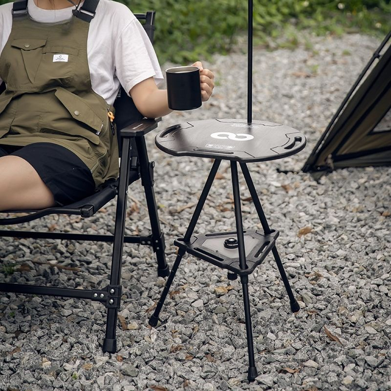 Outdoor Camping Table With Storage - Outdoor-Camping-Aufbewahrungsregal, tragbarer, zusammenklappbarer kleiner Tisch, multifunktionaler,