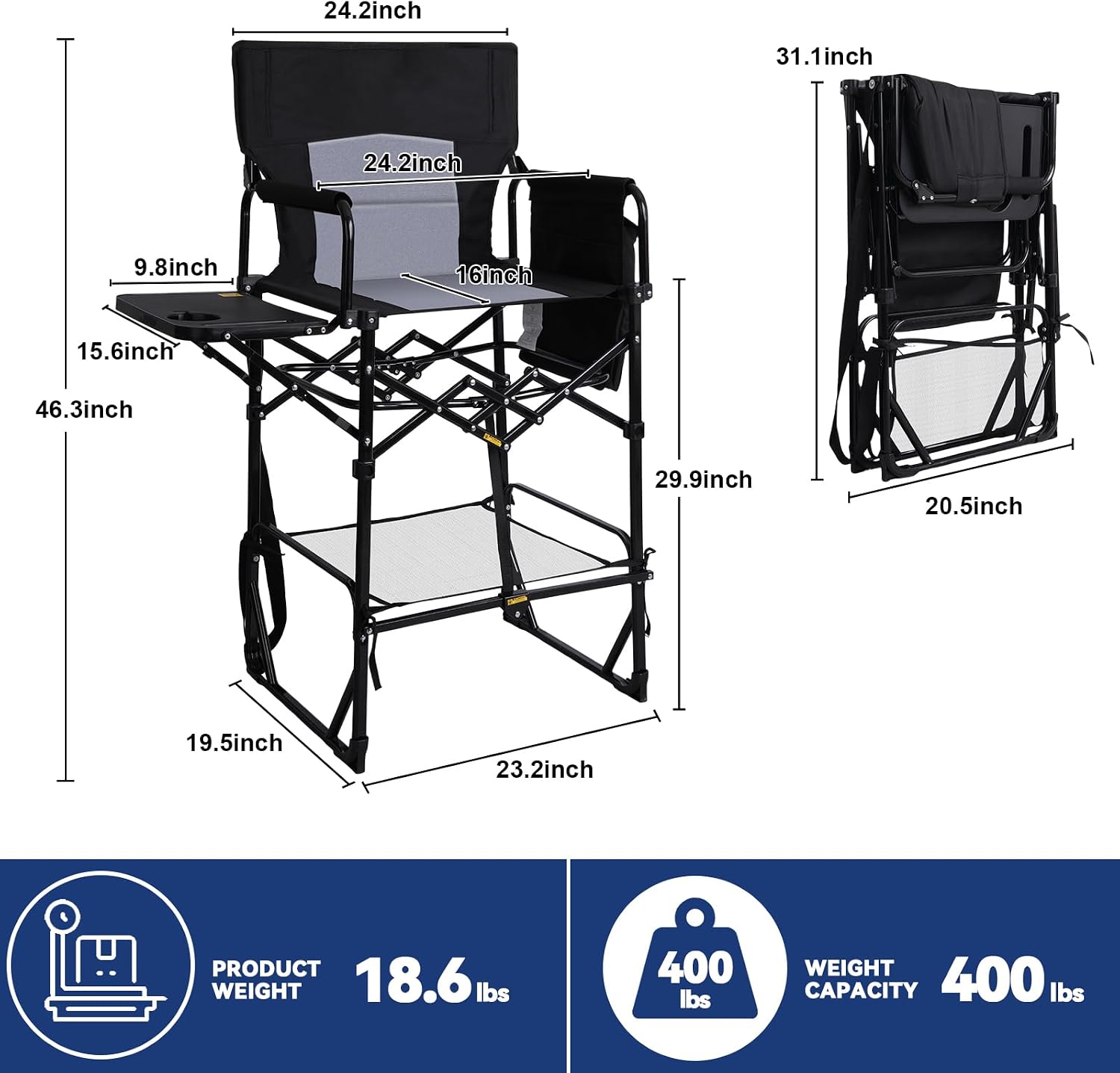 2er-Pack Extra Hohe Klappbare  – Outdoor Camping Table With Storage Bewertung und Preis